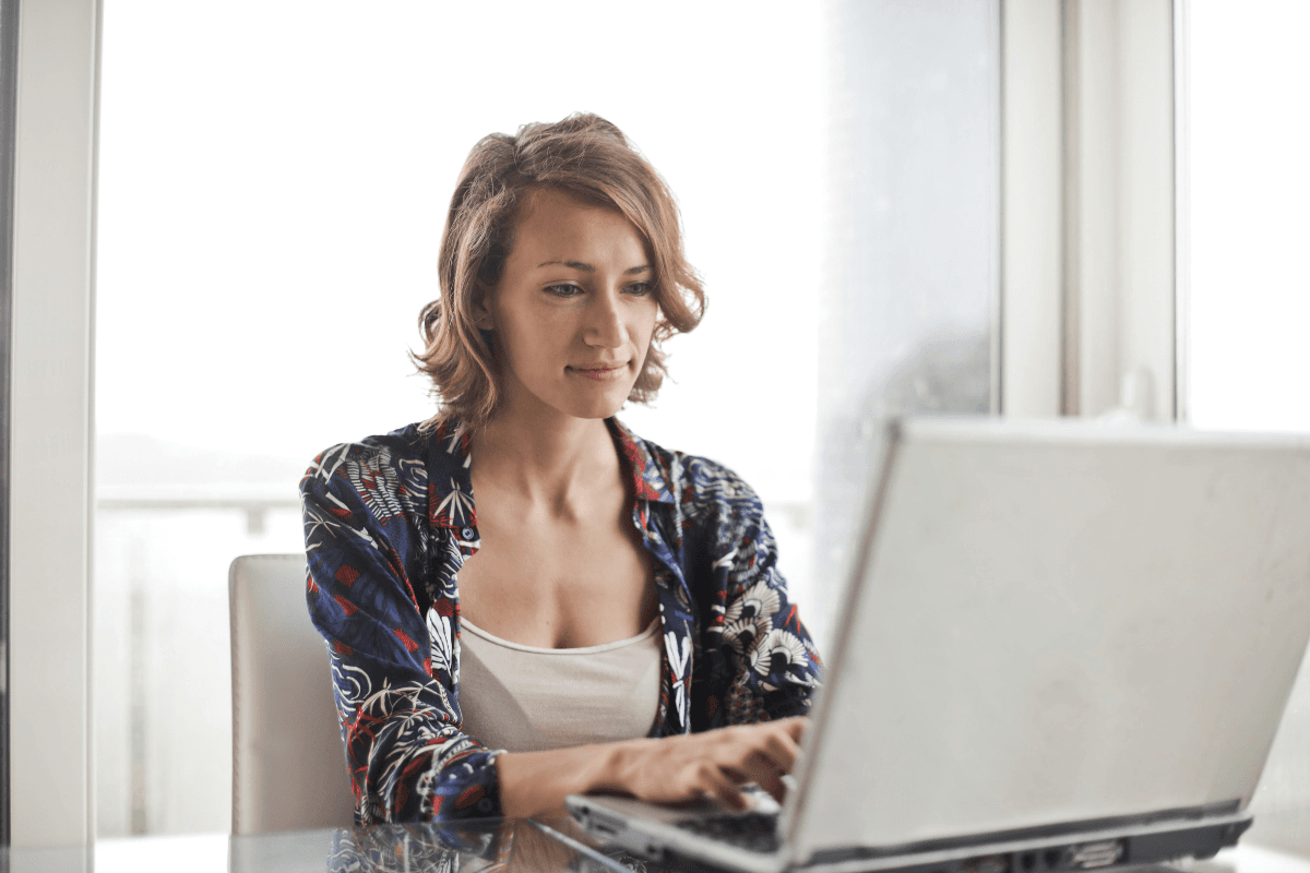 Woman working on laptop